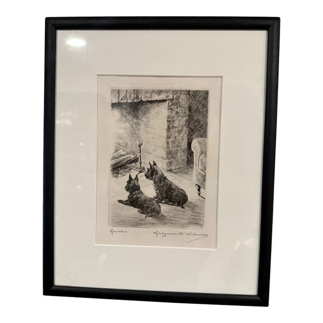 1930s Marguerite Kirmse Artist Proof Limited Edition Original Dry Point Etching Scottish Terrier "Home" For Sale