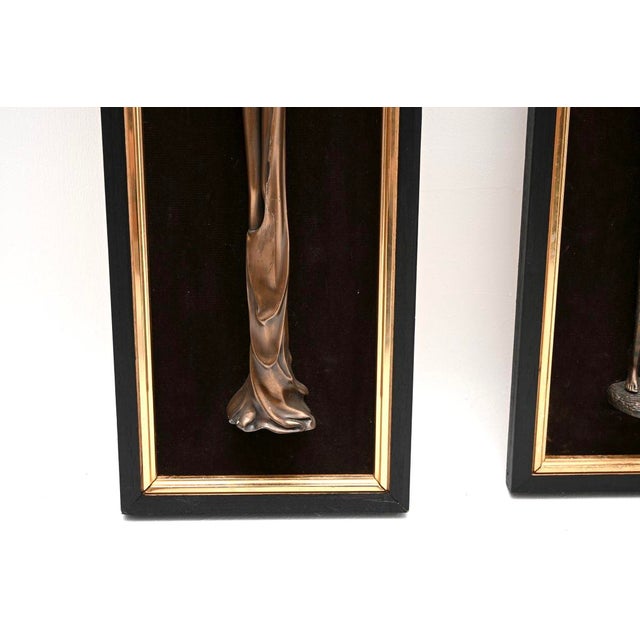 Vintage Framed Bronze Nude Wall Sculptures by Giovanni Schoeman, 1960, Set of 2 For Sale - Image 6 of 9