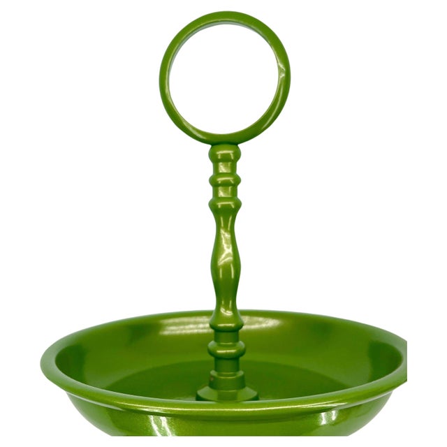 Vintage Mid-Century Modern 5 Tier Green Pedestal Centerpiece Tray Stand For Sale - Image 11 of 12