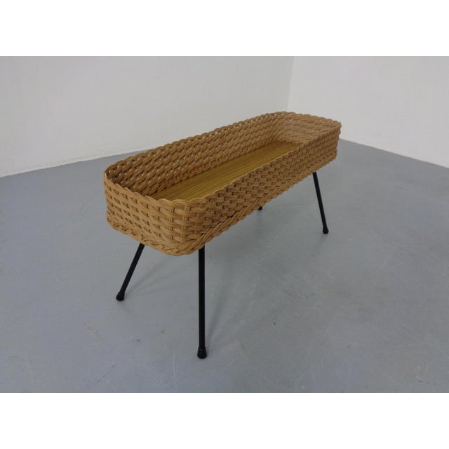 1950s Large German Flower Planter in Rattan and Steel, 1950s For Sale - Image 5 of 15