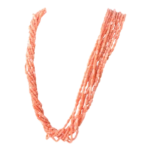 Cellini Diamond Studded Coral Branch Clasp on Multistrand Coral Bead Necklace