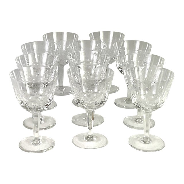 Mid 20th Century Orrefors-“ Imperial Crystal Stemware Collection”-Mouth Blown Crystal Wine/Water Goblets – Set of 11 For Sale