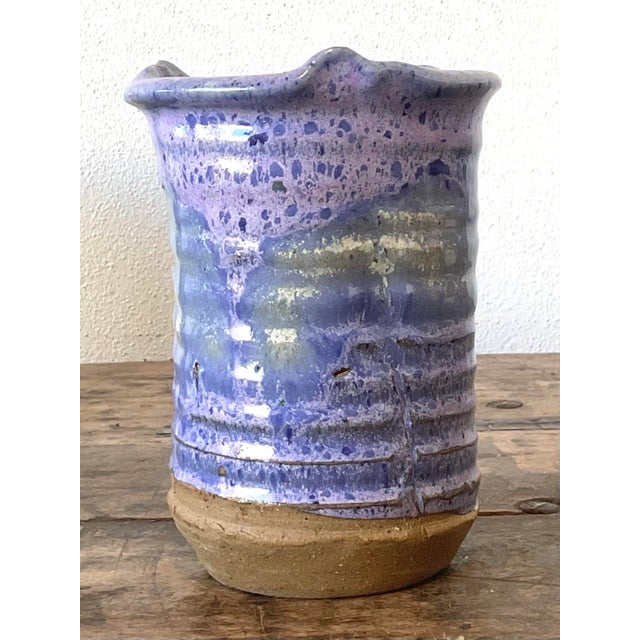 Vintage Original Studio Pottery Drip Glaze Vase For Sale - Image 9 of 12