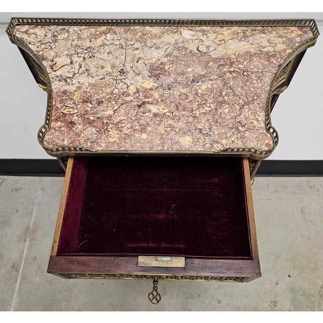 P. Sormani Attributed Belle Époque Period Mahogany, Ormolu and Brèche d'Alep Marble Console Table For Sale - Image 9 of 12