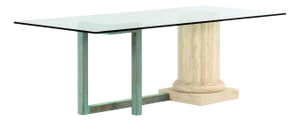 Sillar Dining Table with Italian Travertine Marble Column by Joaquín Moll for Meddel