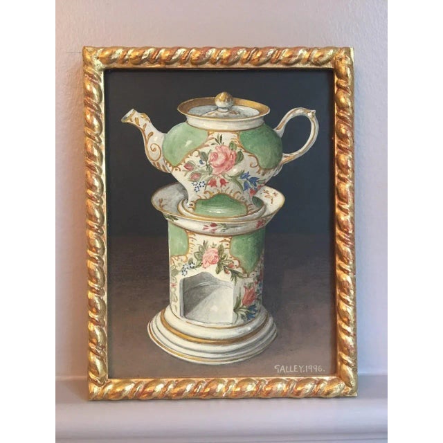 Paint English Teapot Still-Life Painting by Galley, Framed For Sale - Image 7 of 7