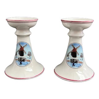 Small Porcelain Candlesticks, Christmas Collection by Gerard Laplau for Villeroy & Boch, Set of 2 For Sale