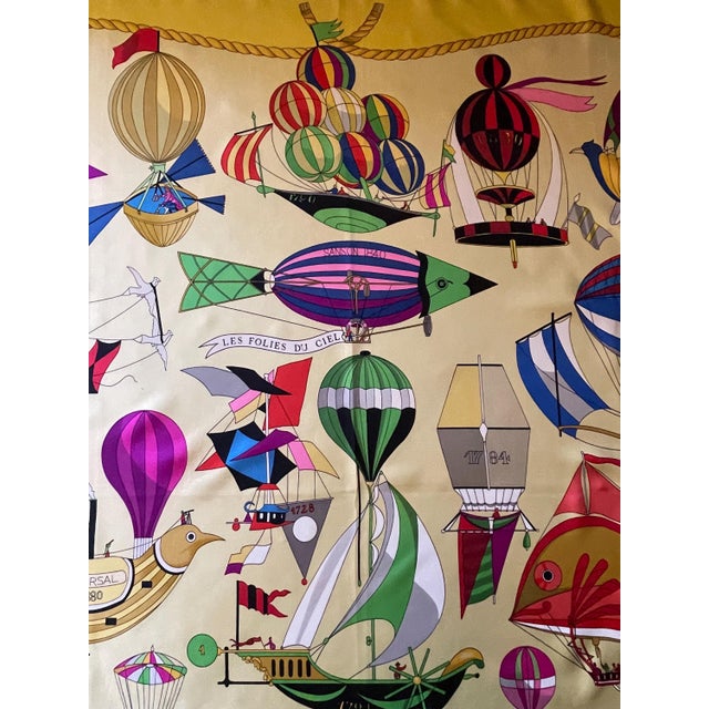 Hermes Folies du Ciel silk scarf, 1990 This delightful scarf pays homage to the early aeronauts who dreamed of taking to...