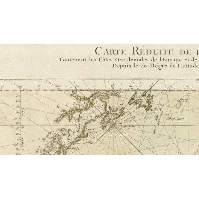 Antique Map of the Atlantic Ocean with Ornate Border by Desnos, 1761 For Sale - Image 11 of 12