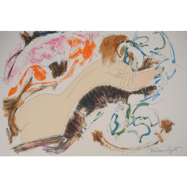Alain Bonnefoit, Nude with a Wild Background, 1993, Original Lithograph For Sale - Image 6 of 6