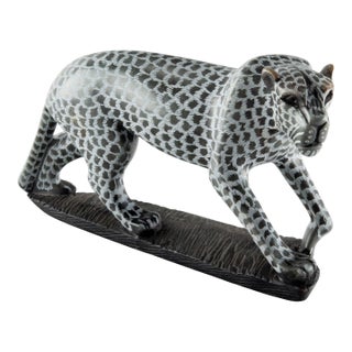 The Silent Stalk: Carved Soapstone Leopard For Sale