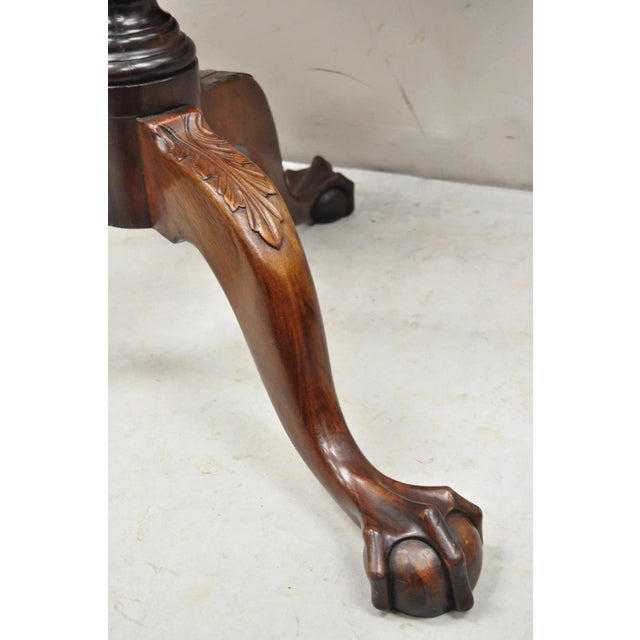 Late 19th Century Antique Georgian Chippendale Pie Crust Mahogany Ball and Claw Tilt Top Table For Sale - Image 5 of 12