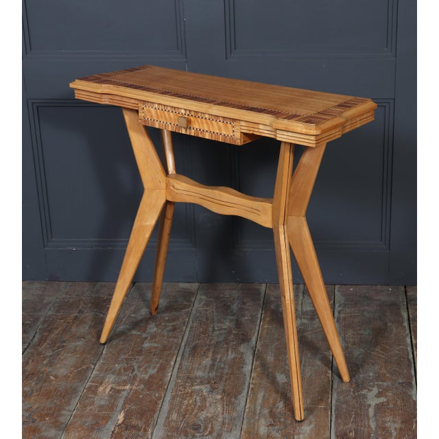 Mid-Century Italian Console Table in Chestnut and Zebrano, 1950 For Sale - Image 18 of 18