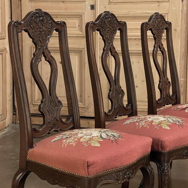 Set of 6 Antique Liegeoise Needlepoint Dining Chairs Includes 1 Armchair For Sale In Baton Rouge - Image 6 of 18
