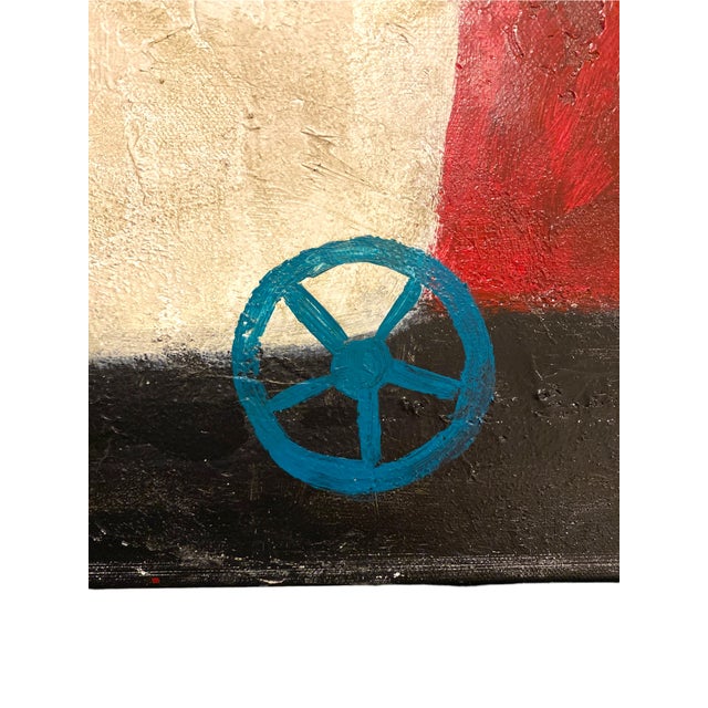 Tim Weldon Original Painting 30"h Folk/Outsider Art Cafe San Francisco Decor For Sale In San Francisco - Image 6 of 9