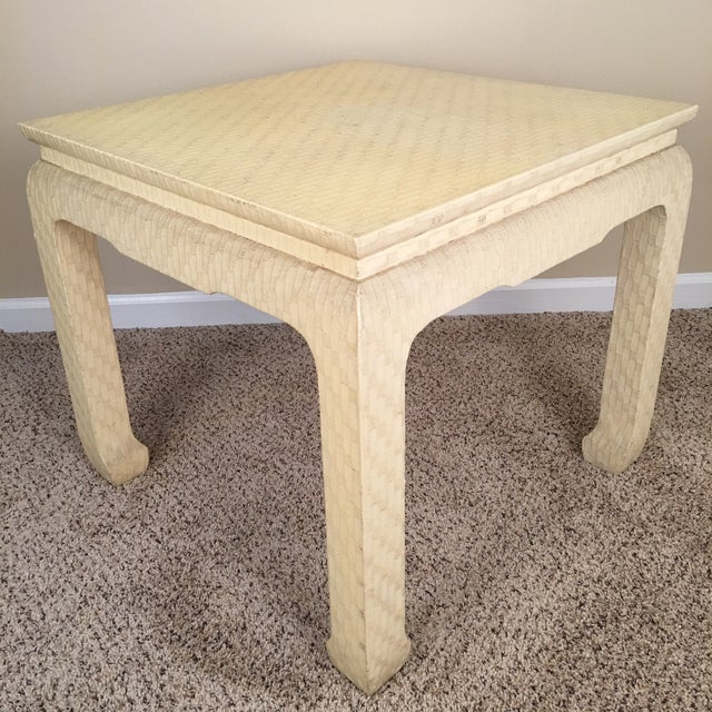Baker Grasscloth Wrapped Lacquered End Table Chairish
