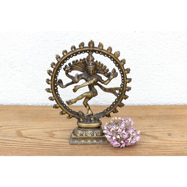 Brass Burnished Golden Brass Shiva Nataraja For Sale - Image 8 of 8