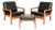 Vintage Danish Teak and Leather Armchairs with Ottoman by Juul Kristensen, 1960, Set of 3 For Sale