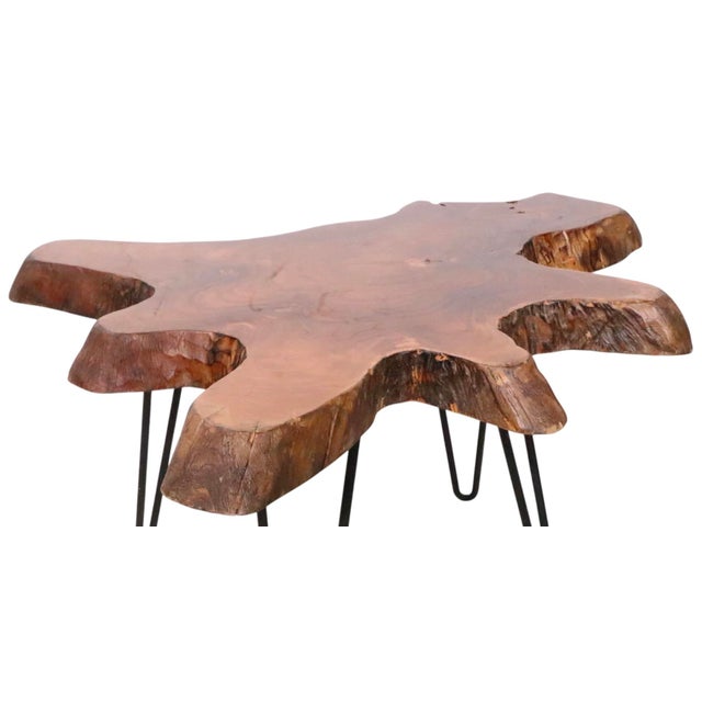 Wood Organic Modern Free Edge Wood Slab Side Table For Sale - Image 7 of 11