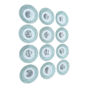 12 Pc, J Vieillard David Johnston Limoges "French Chateau" Plate Set