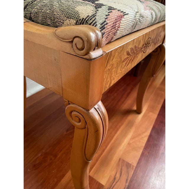 Biedermeier Revival Burl Veneer Inlay Side Chair With Floral Tapestry Seat, Circa 1930s For Sale - Image 11 of 12