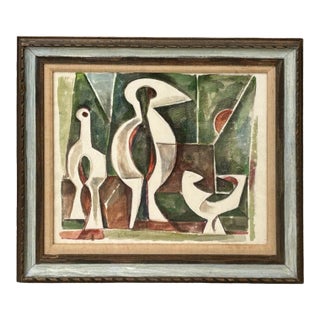 1950’s E. Romano "Bird Abstractions" Watercolor Painting For Sale