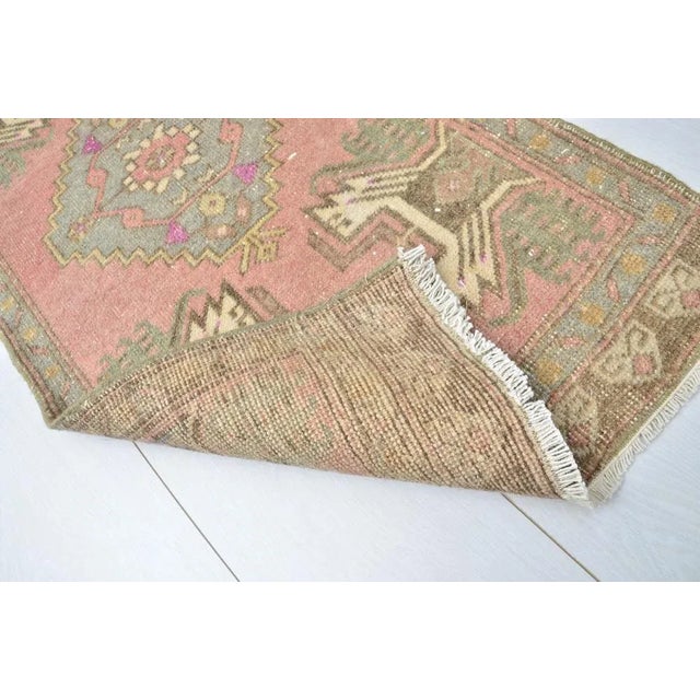 Anatolian Faded Pink Color Wool Small Carpet For Sale - Image 4 of 5