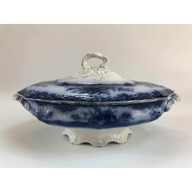 Ceramic 1890s Antique Flow Blue Soup Tureen For Sale - Image 7 of 10