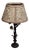 Art Deco French Table Lamp with Metal Frame, Porcelain Flowers, and Fabric Shade, 1930s For Sale