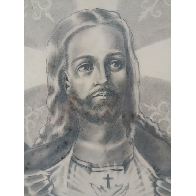A truly remarkable rendition skillfully rendered in charcoal. Framed under glass in a handsome maple molding. Signed and...