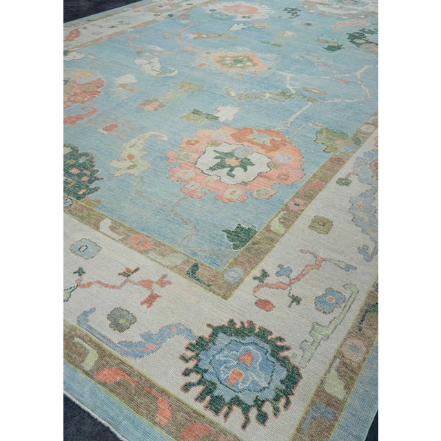 Blue Turkish Oushak Rug 12'8" x 18' #20382 For Sale - Image 8 of 8
