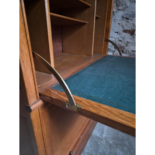 French Modular Oak Secretary Desk with Bookcase & Vitrine from Martin Dupuis, 1950s For Sale - Image 6 of 18