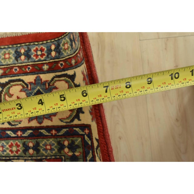 Kazak Rug 6’1” X 8’8” Red Wool Tribal Hand-Knotted Oriental Carpet For Sale - Image 12 of 14