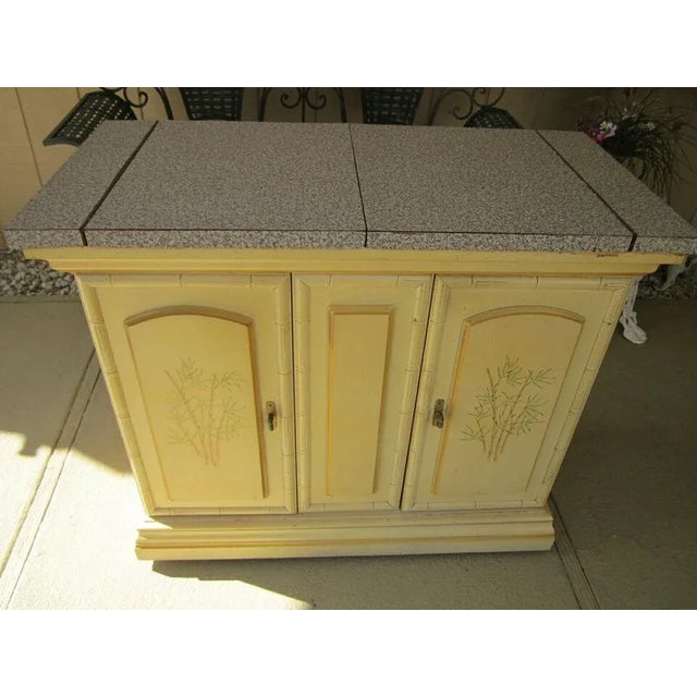 1970s Hollywood Regency Buffet Sideboard Storage Extended Top Cream Yellow For Sale - Image 11 of 12