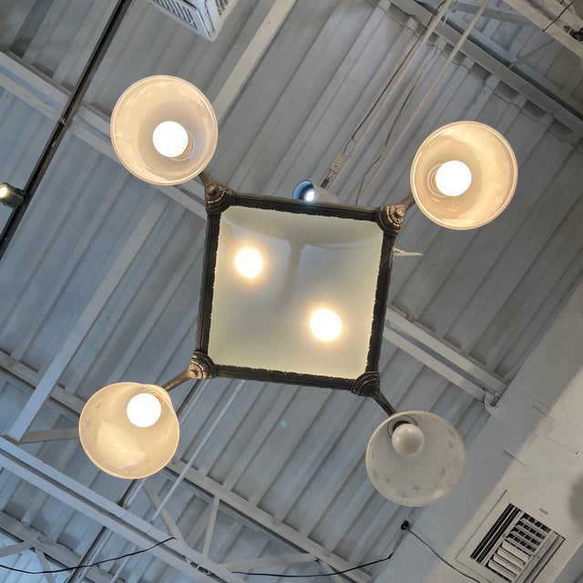 Metal Mid 20th Century Art Deco Chandelier For Sale - Image 7 of 12