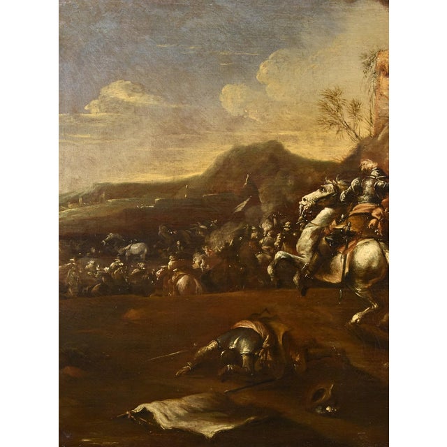Francesco Graziani / Ciccio Napoletano, Battle with Knights, 1690, Oil on Canvas, Framed For Sale - Image 9 of 16