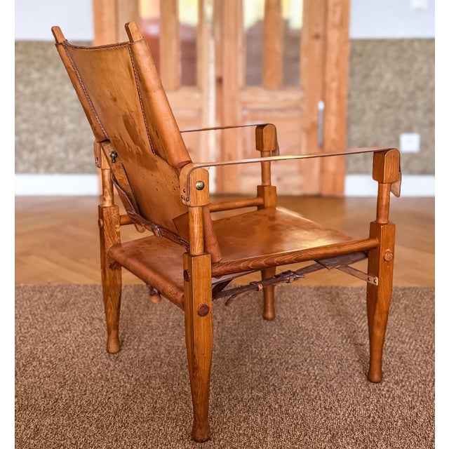 Safari Lounge Chair in Oak and Cognac Leather by Wilhelm Kienzle for Kaare Klint, 1950s For Sale - Image 4 of 14