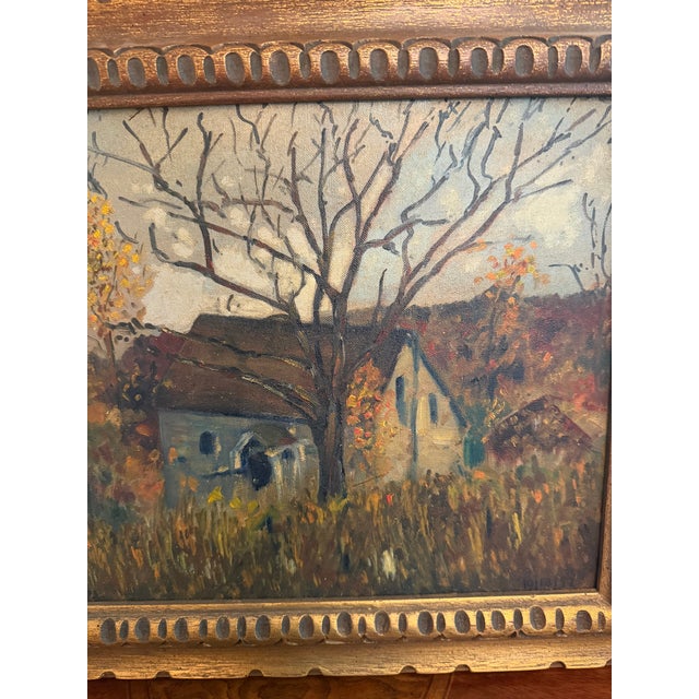 American 1952 Original Oil Painting Pocono Mountains Landscape: The Eric Danisch Estate Barn, Scotrun Pa For Sale - Image 3 of 16