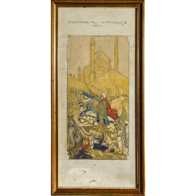 Camillo Innocenti, Middle Eastern Scenes, Watercolors, 1926, Framed, Set of 2 For Sale - Image 4 of 9
