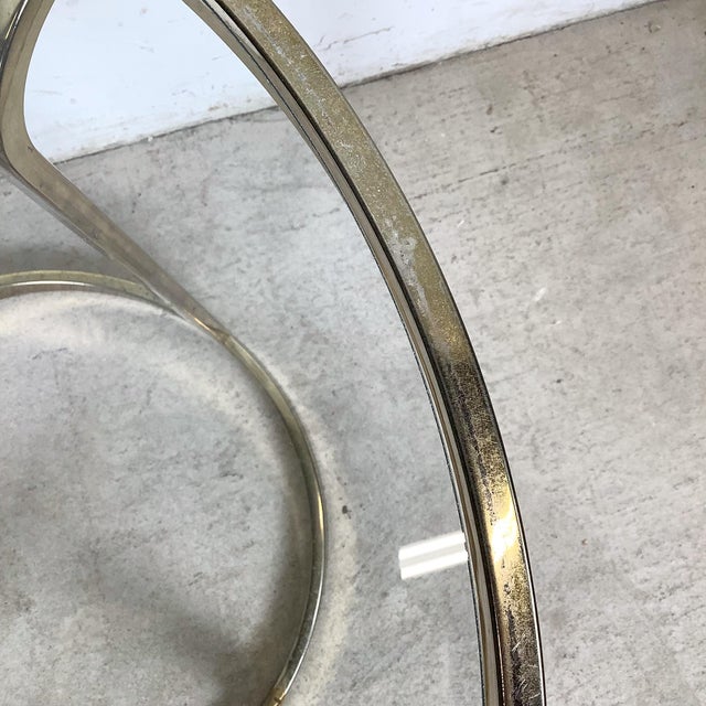 Vintage Brass & Glass Side Tables With Circular Bases – Pair For Sale - Image 10 of 12