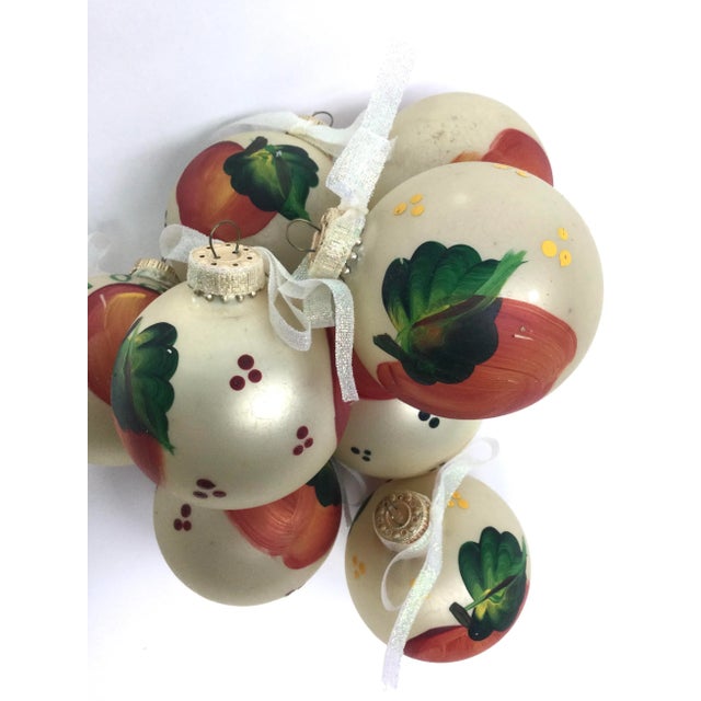 1960s Vintage Hand Painted Glass Christmas Tree Ornaments - Set of 8 For Sale - Image 5 of 10