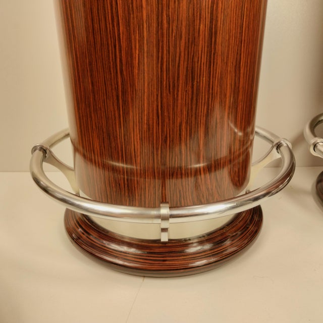 Mid-Century Italian Art Deco Style Rosewood Bar Stools, 1970s, Set of 2 For Sale - Image 11 of 15