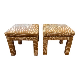 Brunschwig and Fils’ Le Zebre Upholstered Pillow Top Parsons Stools For Sale