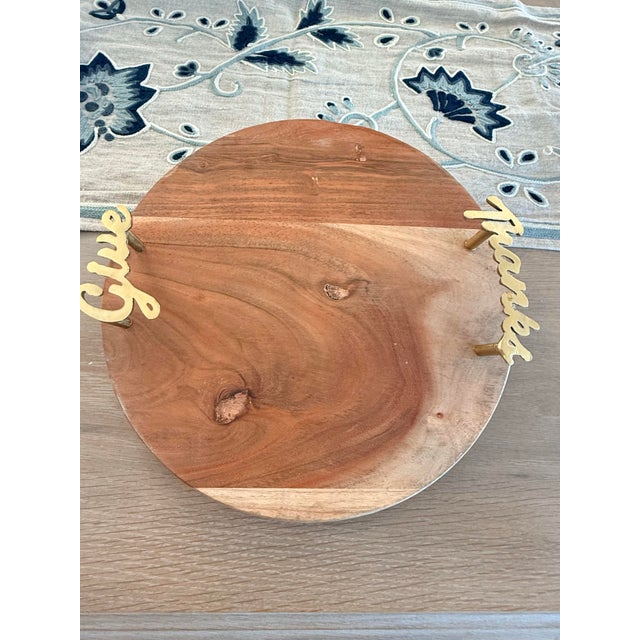 Figurative Give Thanks Wooden Serving Tray or Charcuterie Board For Sale - Image 3 of 9