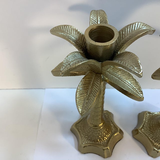 Vintage Brass Palm Tree Candle Holders a Pair Chairish
