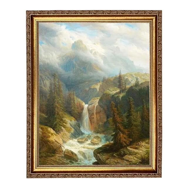 "Rosenlaui Bei Meiringen" Contemporary Reproduction Print on Canvas, Framed 13x16 For Sale
