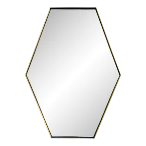 Contemporary Hexagonal Brass Finished Wall Mirror