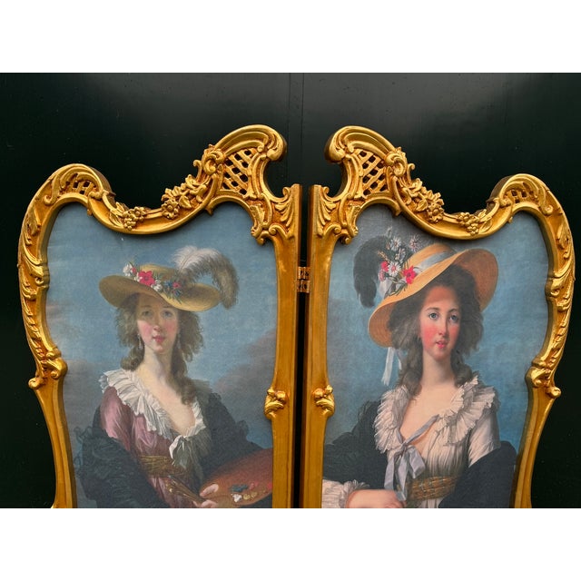 1960 French Louis XVI Gold Beech Room Divider Screen 2-Panel For Sale - Image 16 of 17