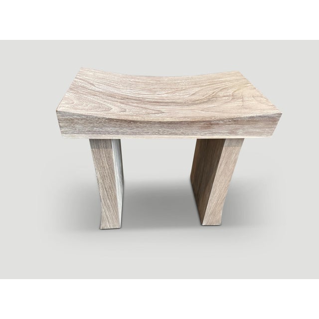 Contemporary Andrianna Shamaris Teak Wood Minimalist Bench For Sale - Image 3 of 6