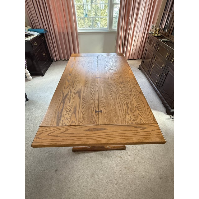 1950s Vintage MCM Conant Ball Solid Oak Extendable Dining Table For Sale - Image 5 of 16
